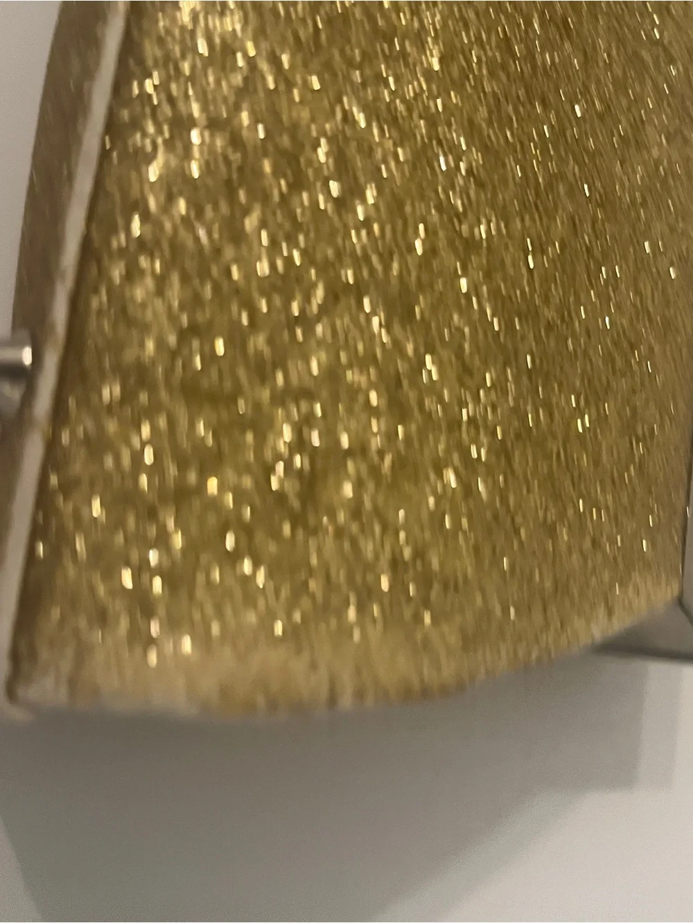 Gold Glitter Evening Bag Clutch Silver Chain Strap Formal Party Purse